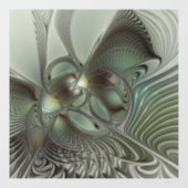 Abstracte Olijfwijze Groen Grijs Fractal Art Fanta Raamsticker (Vel)