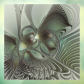 Abstracte Olijfwijze Groen Grijs Fractal Art Fanta Raamsticker (Vel 3)