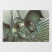 Abstracte Olijfwijze Groen Grijs Fractal Art Fanta Raamsticker (Vel)