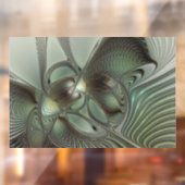 Abstracte Olijfwijze Groen Grijs Fractal Art Fanta Raamsticker (Vel 2)