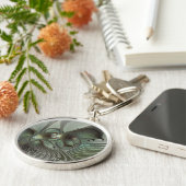 Abstracte Olijfwijze Groen Grijs Fractal Art Fanta Sleutelhanger (Zijkant)