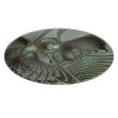 Abstracte Olijfwijze Groen Grijs Fractal Art Fanta Snijplank (Hoek)