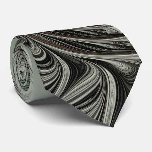 Abstracte Olijfwijze Groen Grijs Fractal Art Fanta Stropdas (Opgerold)
