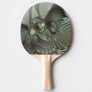 Abstracte Olijfwijze Groen Grijs Fractal Art Fanta Tafeltennisbatje