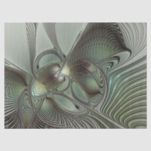 Abstracte Olijfwijze Groen Grijs Fractal Art Fanta Tissuepapier
