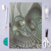 Abstracte Olijfwijze Groen Grijs Fractal Art Fanta Tissuepapier (Craft)