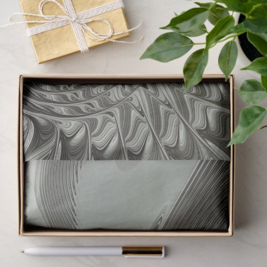 Abstracte Olijfwijze Groen Grijs Fractal Art Fanta Tissuepapier (Geschenk)