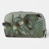 Abstracte Olijfwijze Groen Grijs Fractal Art Fanta Toilettasje (Voorkant)