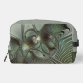 Abstracte Olijfwijze Groen Grijs Fractal Art Fanta Toilettasje (Achterkant)