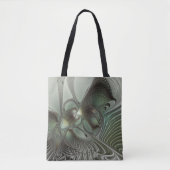 Abstracte Olijfwijze Groen Grijs Fractal Art Fanta Tote Bag (Voorkant)