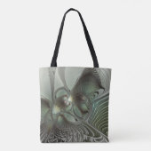 Abstracte Olijfwijze Groen Grijs Fractal Art Fanta Tote Bag (Achterkant)