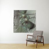 Abstracte Olijfwijze Groen Grijs Fractal Art Fanta Wandkleed (In Situ (horizontaal))