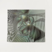 Abstracte Olijfwijze Groen Grijs Fractal Art Fanta Wandkleed (Voorkant (horizontaal))