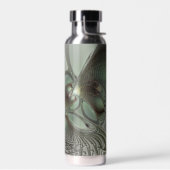 Abstracte Olijfwijze Groen Grijs Fractal Art Fanta Waterfles (Links)
