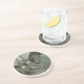 Abstracte Olijfwijze Groen Grijs Fractal Art Fanta Zandsteen Onderzetter (Zijkant)