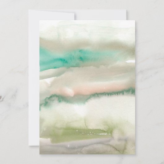 Abstracte Olive Green Waterverf Engagement Party Kaart (Achterkant)