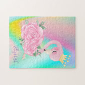 Abstracte Ombre Colorful Cute Flamingo Legpuzzel (Horizontaal)