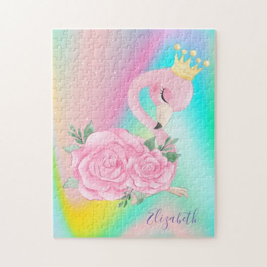 Abstracte Ombre Colorful Cute Flamingo Legpuzzel (Verticaal)