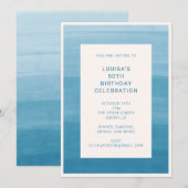 Abstracte Ombre Gradient Ocean Blue 50th Birthday Kaart (Voorkant / Achterkant)