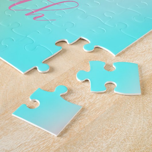 Abstracte Ombre Holographic Cool Pineappel Legpuzzel (Zijkant)