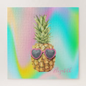 Abstracte Ombre Holographic Cool Pineappel Legpuzzel (Verticaal)