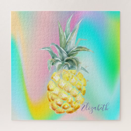 Abstracte Ombre Holographic Pineappel Legpuzzel (Verticaal)