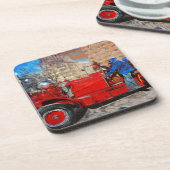 Abstracte onderdrukking van de Antiek brandweerwag Drankjes Onderzetter (Linkerzijde)