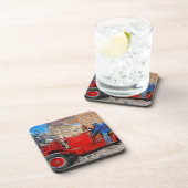 Abstracte onderdrukking van de Antiek brandweerwag Drankjes Onderzetter (Rechterzijde)
