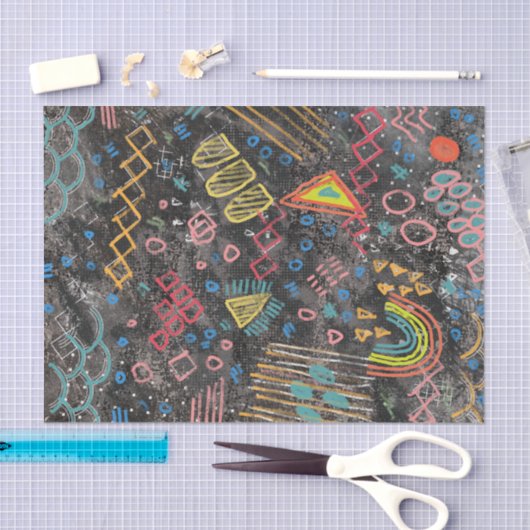 Abstracte ontkoppeling van graffiti-regenboogalkbo tissuepapier (Craft)