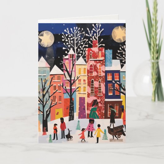 Abstracte ontwerp kerstkaart feestdagen kaart (Voorkant)