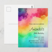 Abstracte ontwerp verjaardagsuitnodiging in regenb briefkaart (Voorkant / Achterkant)