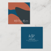 Abstracte ontwerper Planner Terracotta Blue Vierkante Visitekaartje (Voorkant / Achterkant)