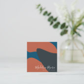 Abstracte ontwerper Planner Terracotta Blue Vierkante Visitekaartje (Staand voorkant)