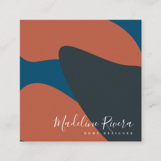 Abstracte ontwerper Planner Terracotta Blue Vierkante Visitekaartje (Voorkant)