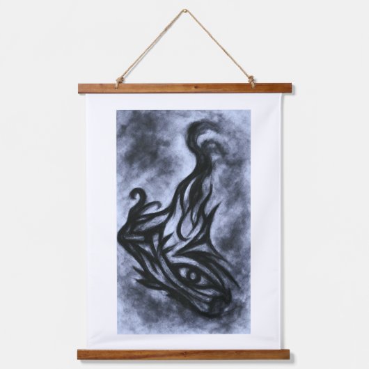 Abstracte Oog- en Vlamkooltekening Hangend Wandkleed (Voorkant)