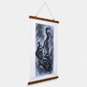 Abstracte Oog- en Vlamkooltekening Hangend Wandkleed (Gebogen)