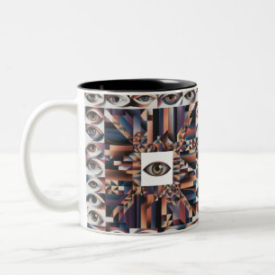 Abstracte ooggeometrie – surrealistisch modern tweekleurige koffiemok