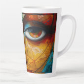 Abstracte oogtekening van een meisje latte mok (Rechts)