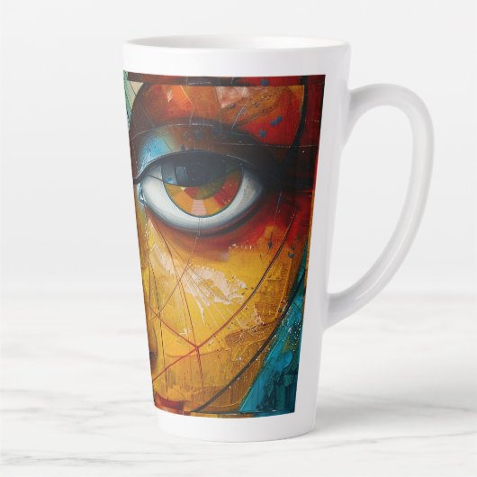 Abstracte oogtekening van een meisje latte mok (Rechts)