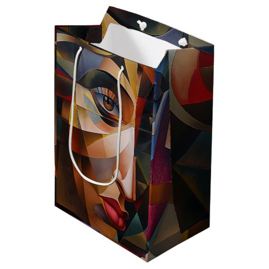 Abstracte oogtekening van een meisje medium cadeauzakje (Voorkant Gekanteld)