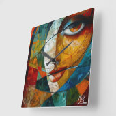 Abstracte oogtekening van een meisje vierkante klok (Hoek)