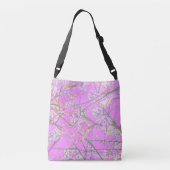 Abstracte oosterse bloem bloesemprint roze crossbody tas (Achterkant)