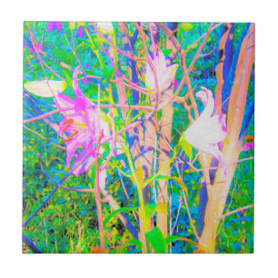 Abstracte oosterse lelies in mijn Rubio-tuin Tegeltje