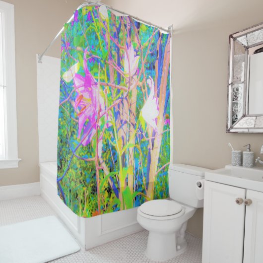 Abstracte oosterse lilies in mijn Rubio Garden Douchegordijn (In situ)