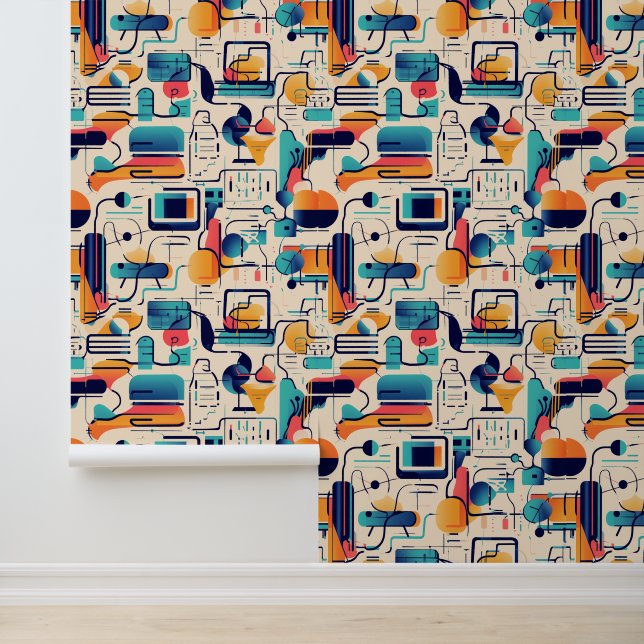Abstracte op technologie geïnspireerde geometrisch behang (Applicatie)