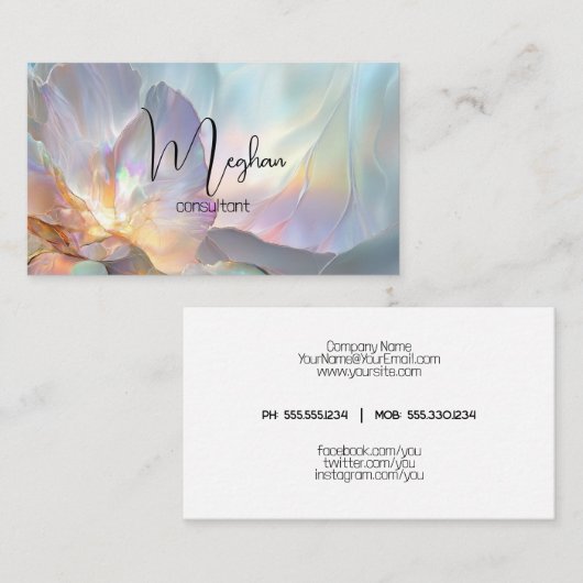 Abstracte Opal Pastel Visitekaartje (Voorkant / Achterkant)