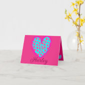 Abstracte opmerking van Heart Leopard Turquoise Ma Kaart (Gele Bloem)