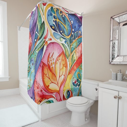 Abstracte oppervlakte kunstwerk 1207 - Douchegordi Douchegordijn (In situ)