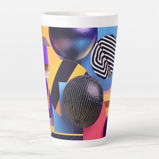 Abstracte opstelling met kleurrijke bollen latte mok (Voorkant)