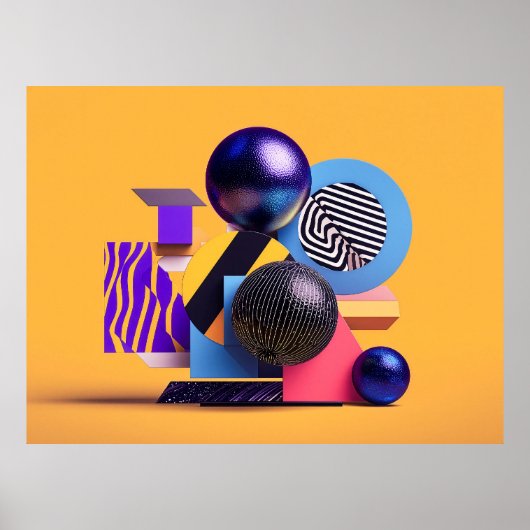 Abstracte opstelling met kleurrijke bollen poster (Voorkant)